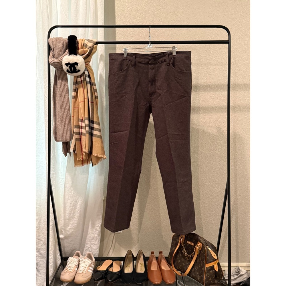 Wrangler Wrancher Dress Jeans Mens 38x30 Brown Heather Polyester Bootcut Pants